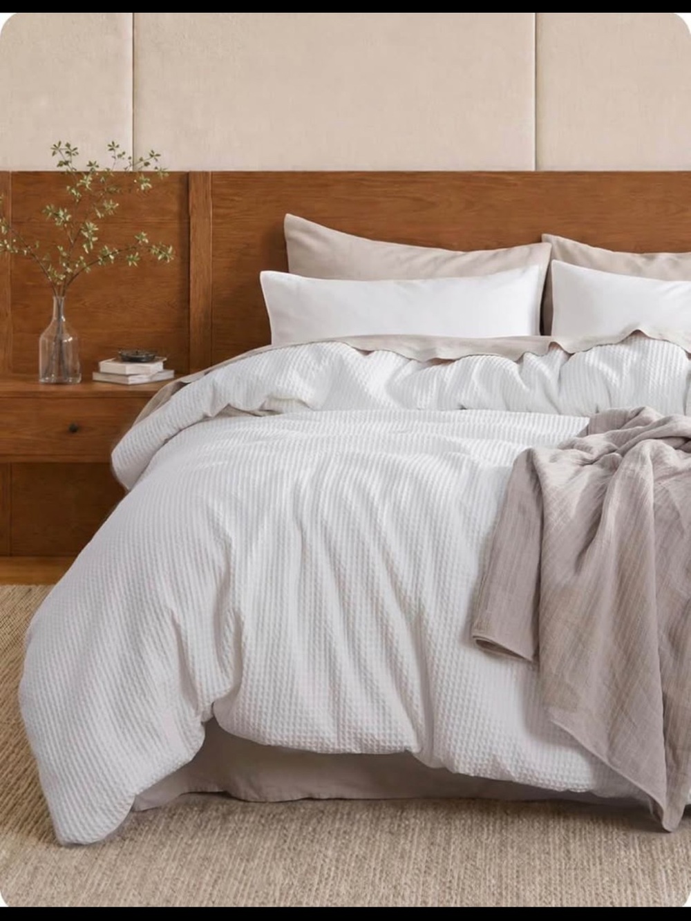Bedsure Waffle Duvet Cover Set - Soft Textured Bedding